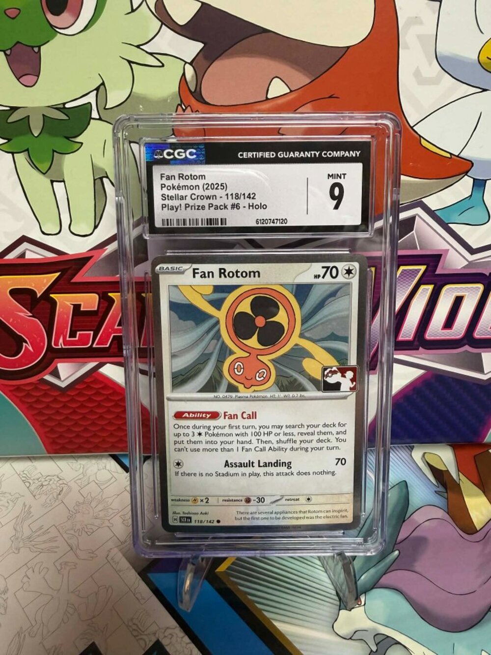 Pokemon Fan Rotom 118/142 Holo - Play Prize Pack Stamp - Stellar Crown - CGC 9